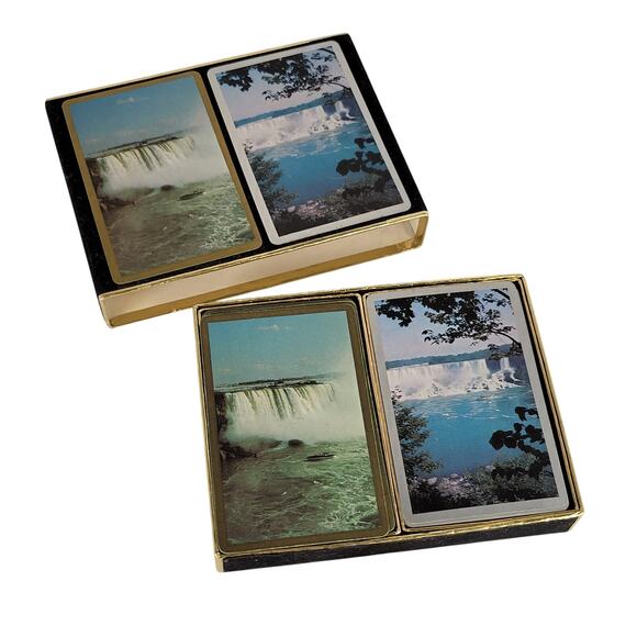 Vintage Congress Playing Cards Niagara Falls Cel-U-Tone Finish Double Deck Set - Picture 4 of 8